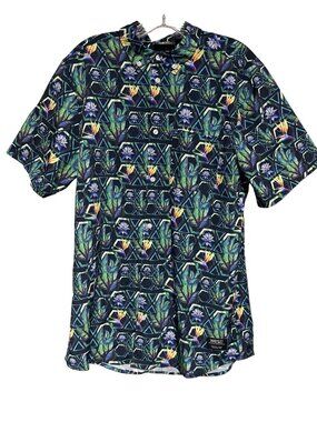 WeSC Oden Geometric Floral Short Sleeve Button Up Shirt Mens S Womens M